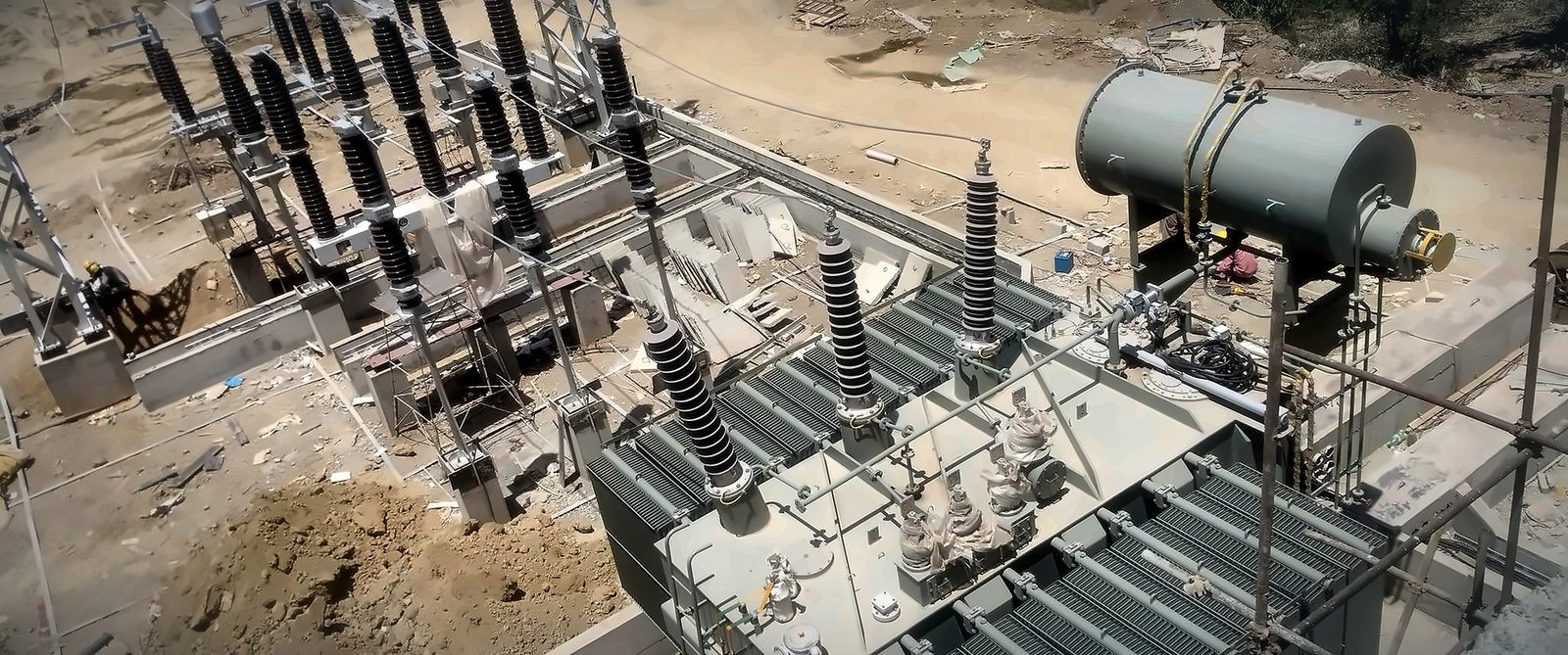 132kV grid station under construction at Cherat Cement