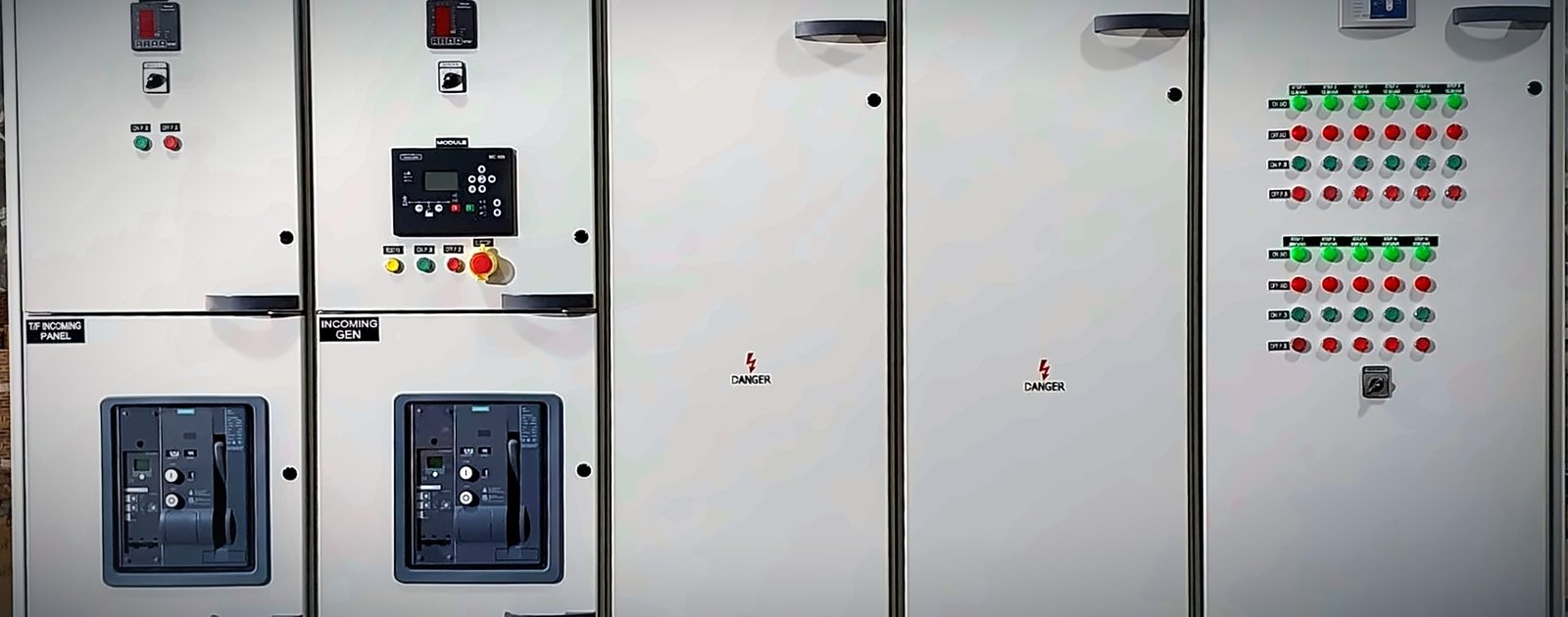 Lineman low tension panel with air circuit breaker incomers, outgoing feeders and power factor improvement panel