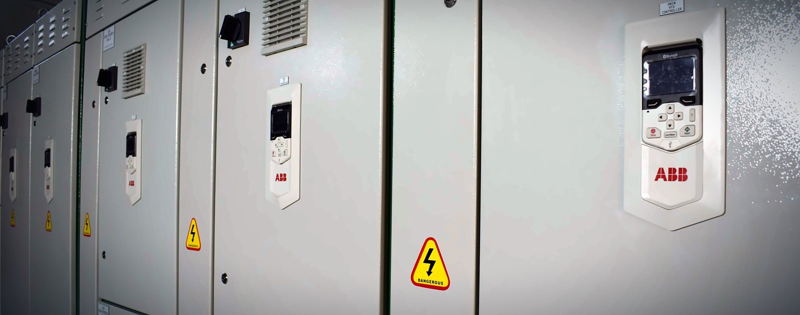 Lineman motor control centre and variable frequency drive panel line-up at ICI Soda Ash, Khewra