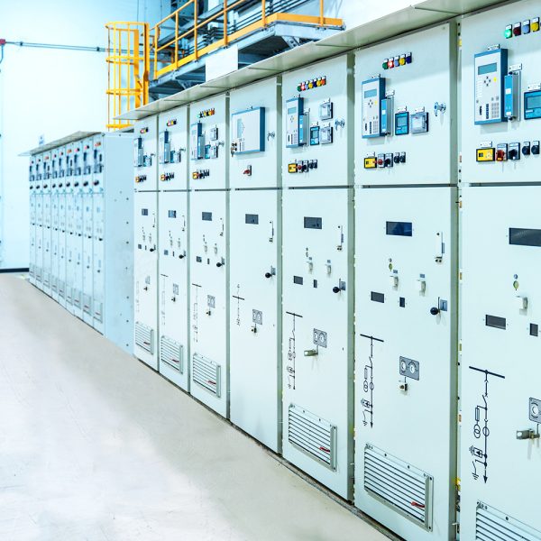 Engineer working and check status switchgear electrical energy distribution at substation room, maintenance engineers inspect relay protection system electric concept, Medium voltage switchgear